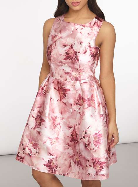 **Luxe Pink Blurred Floral Dress